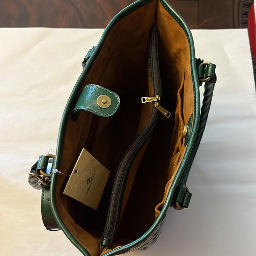 Patricia Nash Green Tooled Leather Tote - Picture 11 of 14